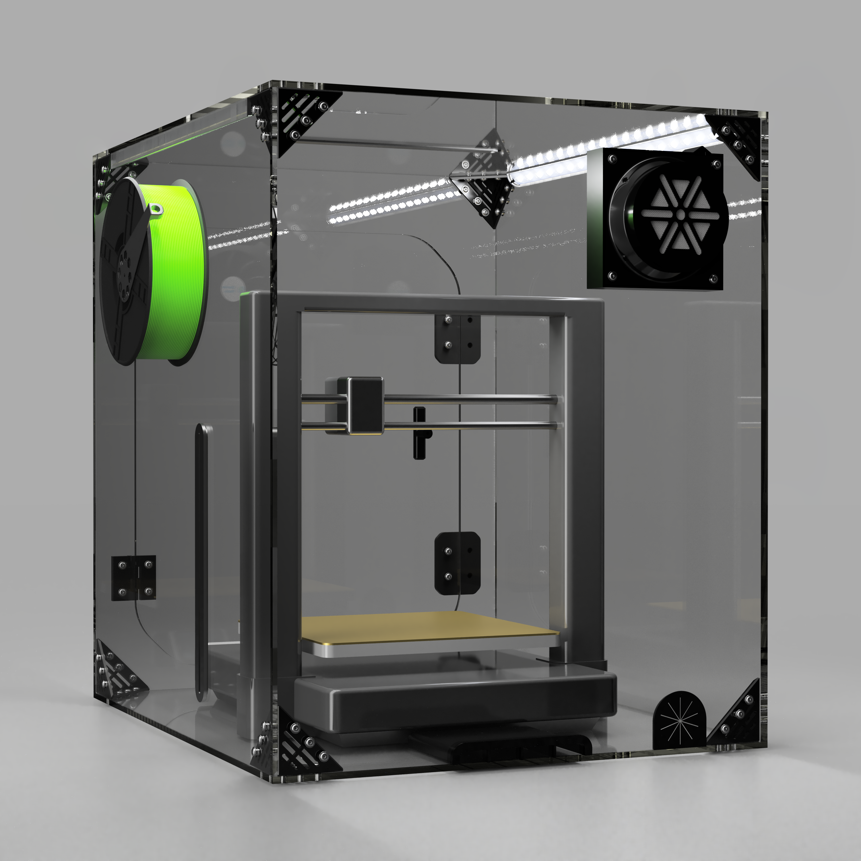Clearview Ender 3 V3 enclosure render, reference view for the Ender 3 V3 Mega enclosure
