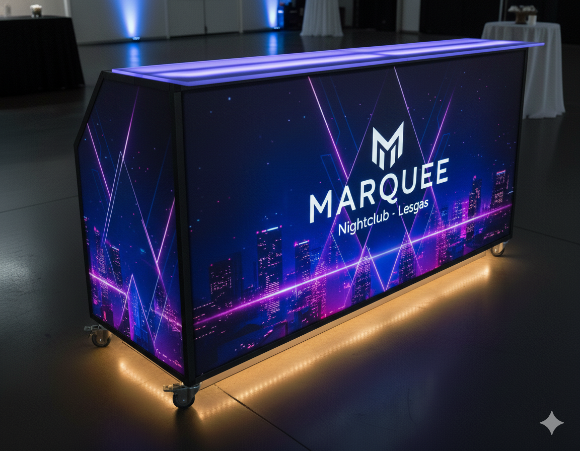 Led Mobile Bar Counter Custom LED Mobile Bar – Foldable, Branded, Event-Ready – Clearview Plastics