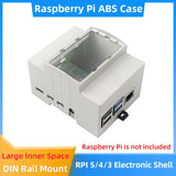 Raspberry Pi 3/4/5 ABS Case Electrical Box DIN Rail Modular Shell Optional Alumium Heatsink Cooling Fan for Pi 4 /3B+ /3B