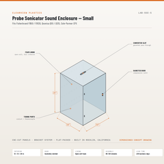 Clearview probe sonicator sound enclosure small, gasketed door and converter slot, dimensioned drawing