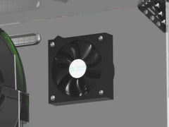 Clearview branded 120 mm exhaust fan mounted flush on the enclosure panel
