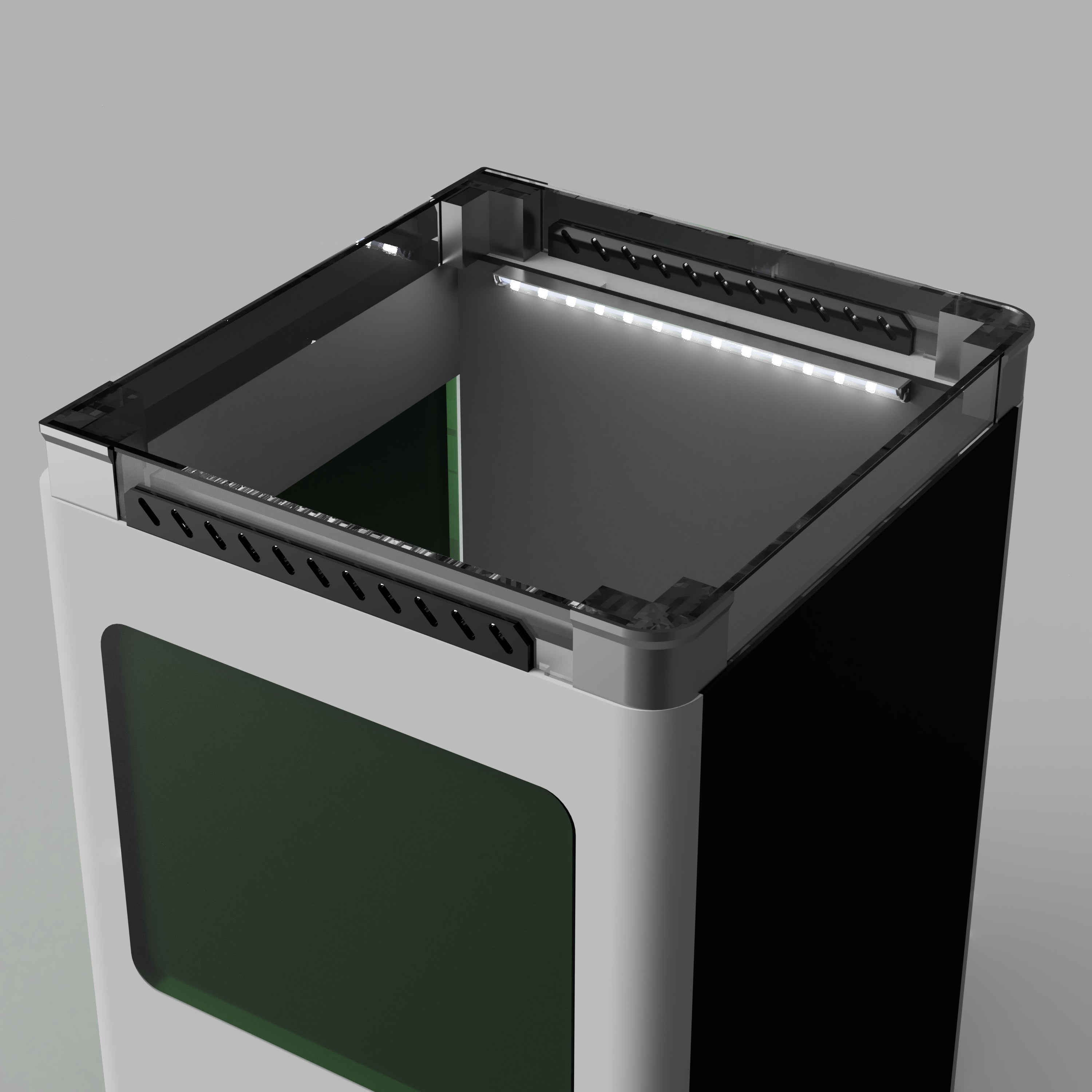Bambu H2D/H2S Lid Riser with smoked acrylic panels