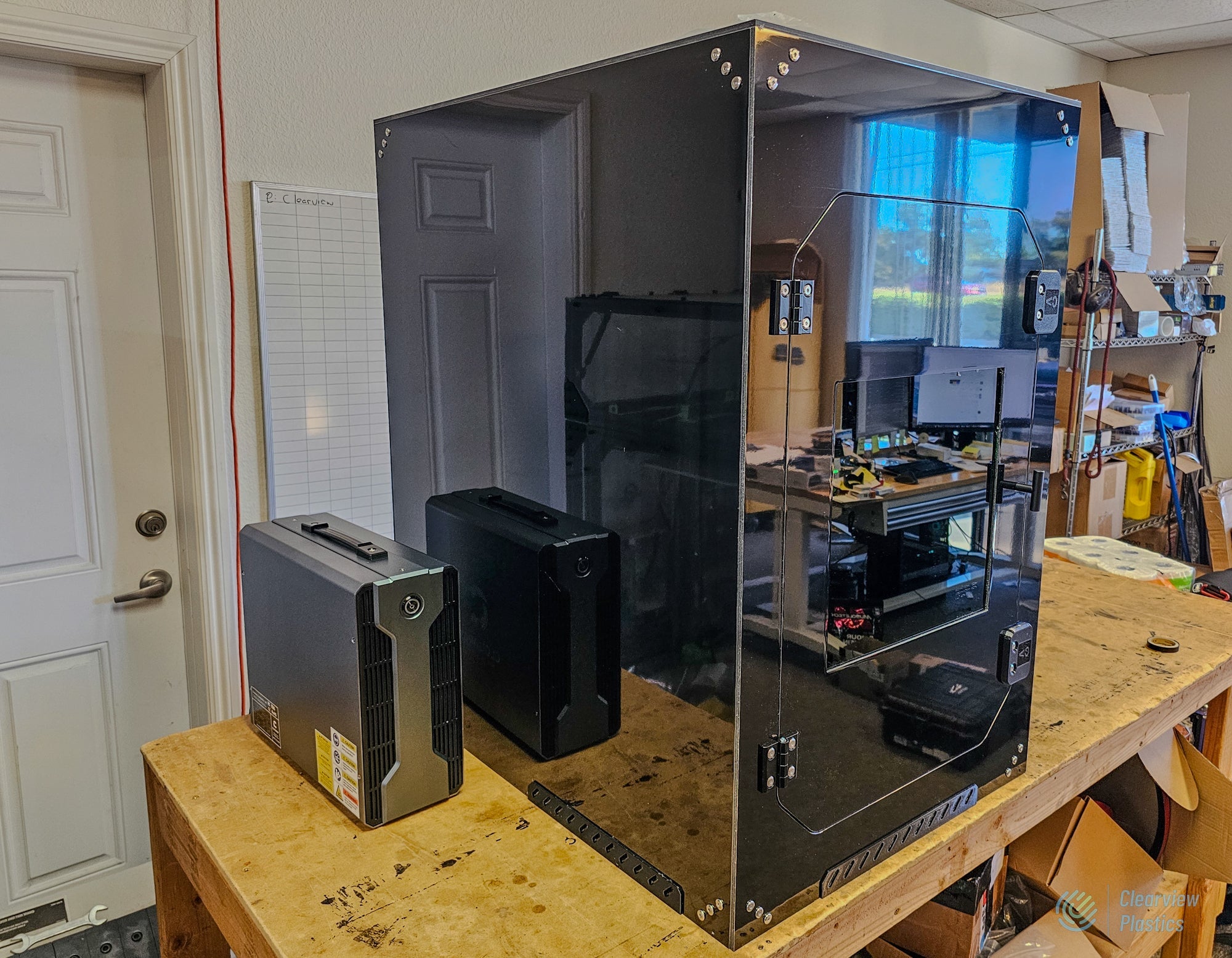 Reference build: Clearview ACM marking enclosure paired with fume extractors