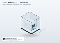 Zebra ZT411 / ZT421 Printer Enclosure — Clear Acrylic Dust Protection